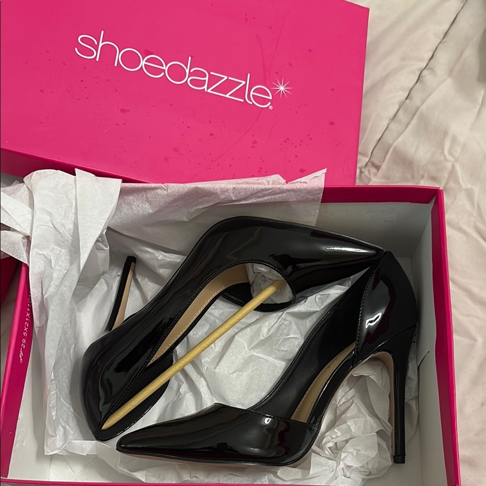 Shoe Dazzle Black Heels Elegant and Shiny